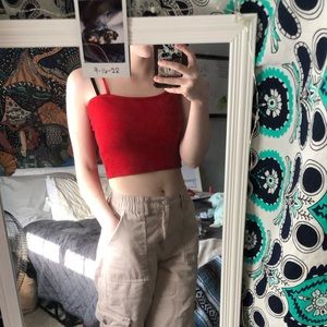 Red Brandy Melville Cropped Spaghetti Strap